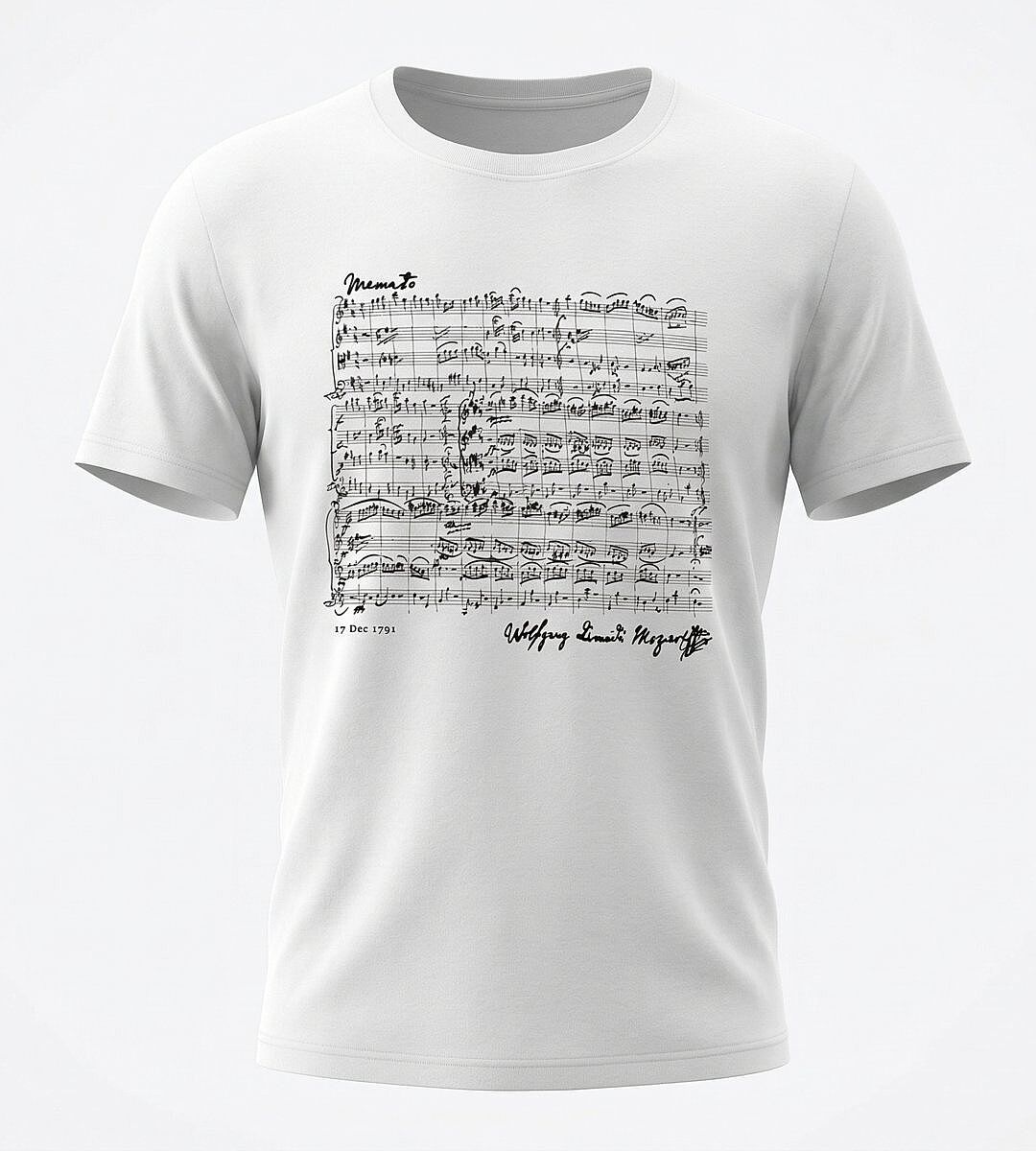 Mozart Nachtmusik Notalı ve İmzalı Beyaz Çocuk Tişörtü - 3