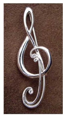 Stilize Edilmiş Sol Anahtarı Broş - Music Gifts