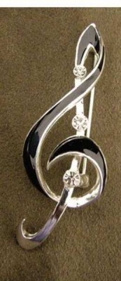 Siyah Emaye Sol Anahtarı Broş - Music Gifts